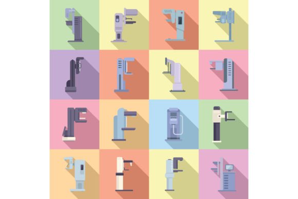 Download Mammography Machine Icons Set Flat - Set Collection