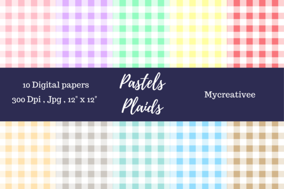 Download Digital Paper Plaid Pastels Pattern Set - Set Collection