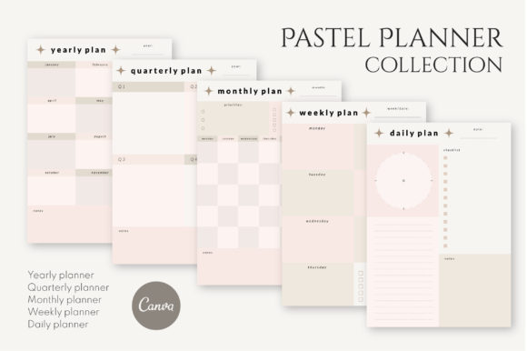 Download Pastel Canva Planner Template Set - Set Collection
