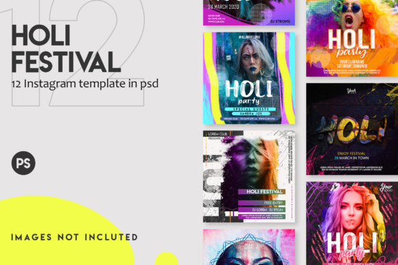 Download 12 Holi Festival Instagram Post Set - Set Collection