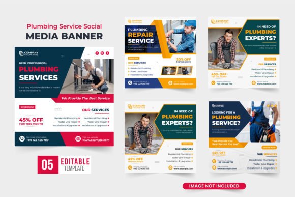 Download Plumbing Service Social Media Post Set - Set Collection