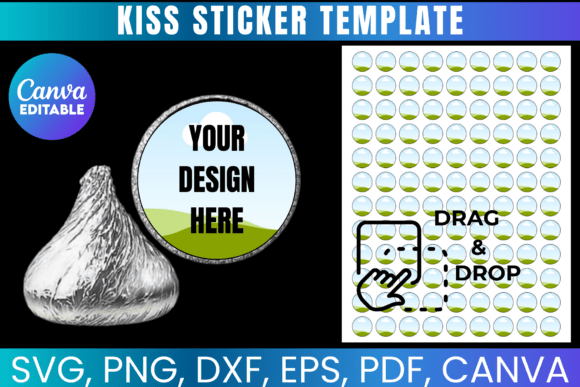 Download Kiss Sticker Editable Canva Template - Editable canva template Collection