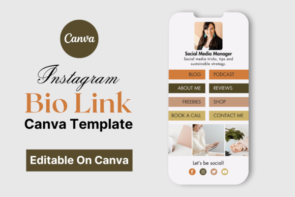 Download Link in Bio Editable Canva Template - Editable canva template Collection
