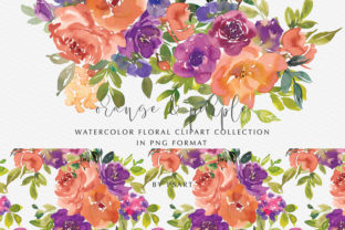 Download Orange &amp; Purple Watercolor Flowers Set - Set Collection