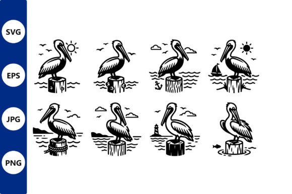 Download Pelican Silhouettes on Wooden Posts by - Premium Resources