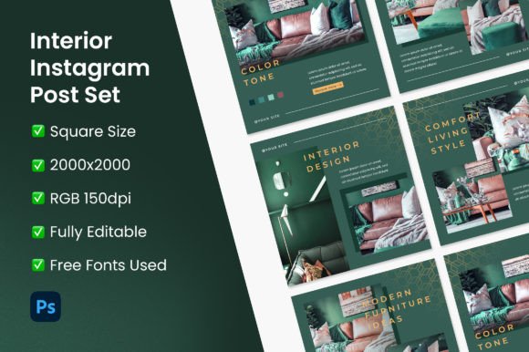 Download Modern Interior Instagram Post Set - Set Collection