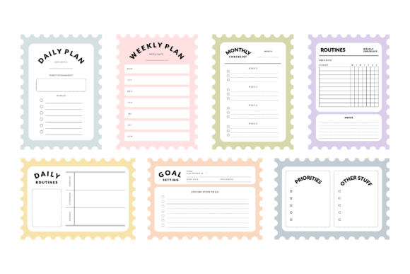Download Colorful Planner &amp; Notepad Template Set - Set Collection