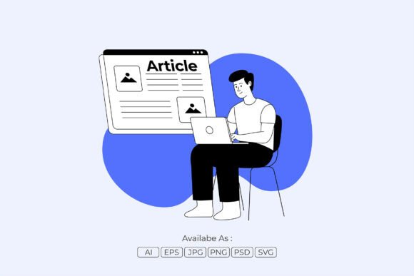 Download Online Article Writing Illustration - Line art Collection