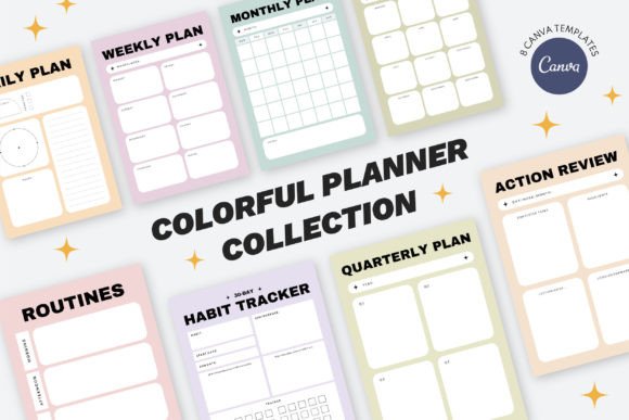 Download Colorful CANVA Planner Template Set - Set Collection