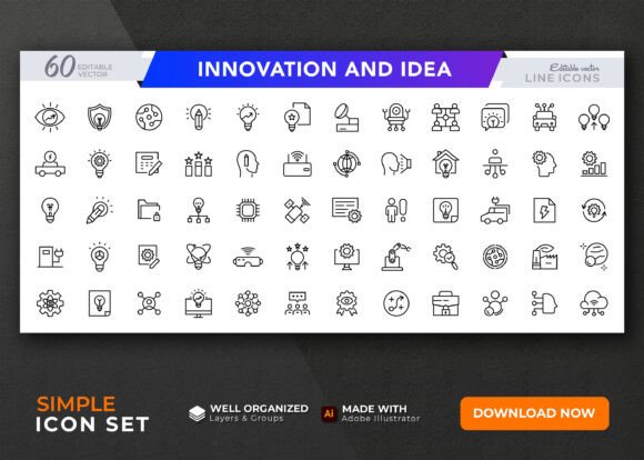 Download Innovation and Idea Line Icon Set - Set Collection