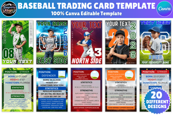 Download Baseball Trading Card Canva Template Set - Set Collection